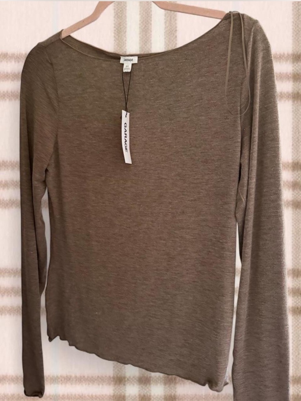 Garage Olive Green Long Sleeve Scoop Neck Top